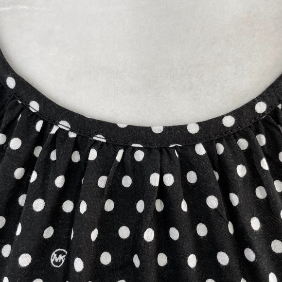 New Michael Kors Logo Polka Dot Print Flare Sleeve Top Black White Size Small - Picture 7 of 16